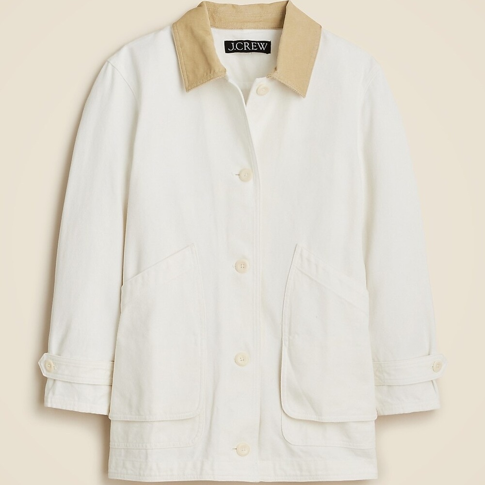 NWT J.Crew Canvas Barn Jacket in Ivory
